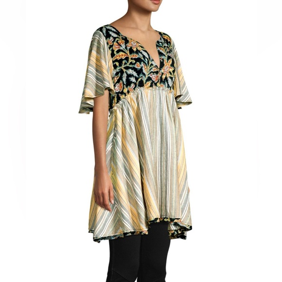 FREE PEOPLE Under The Sun Tunic Floral Striped Size Large - Picture 3 of 12